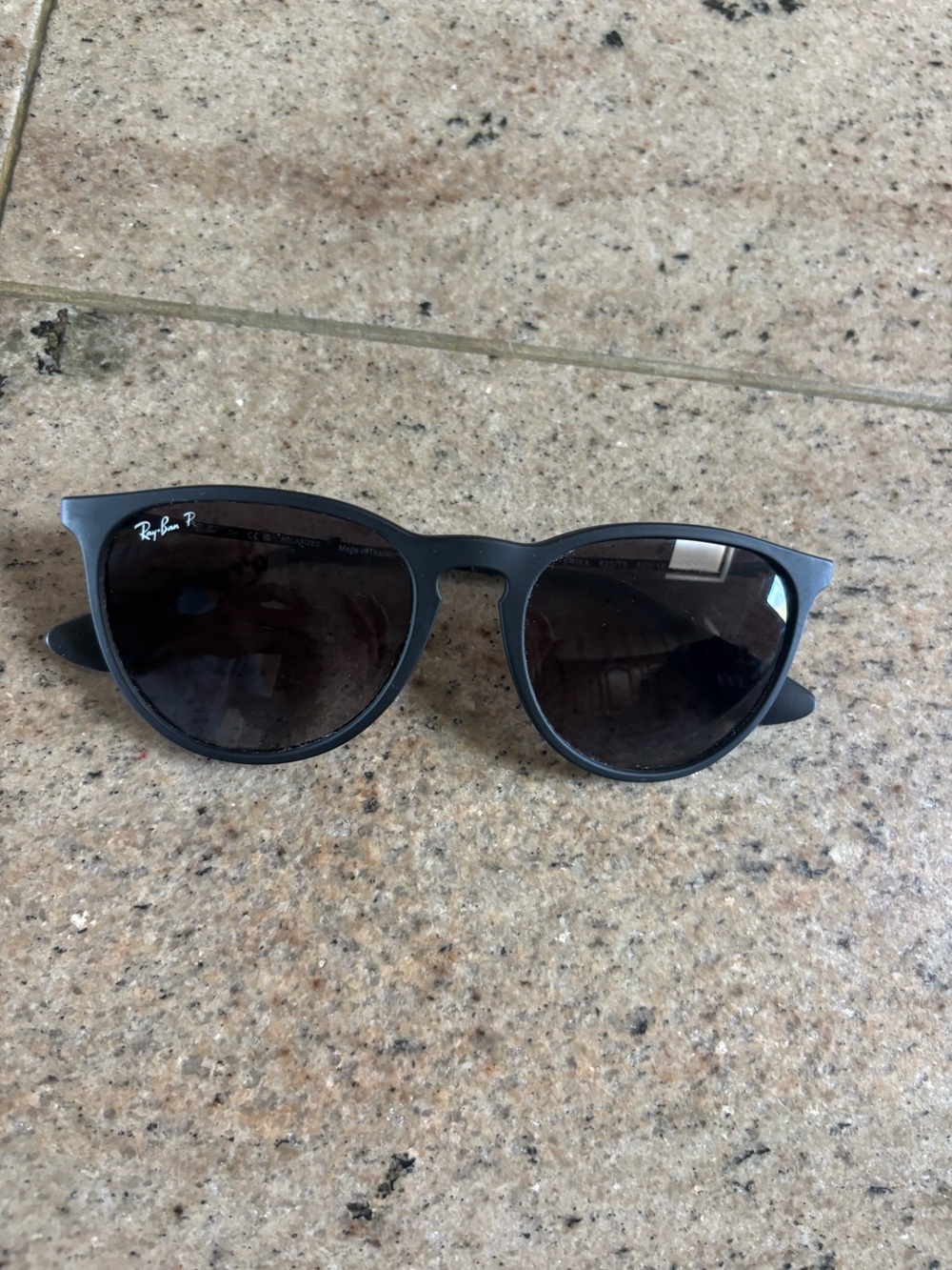 Ray-Ban Erika Matte Black Round Sunglasses with Dark Lenses Polarized